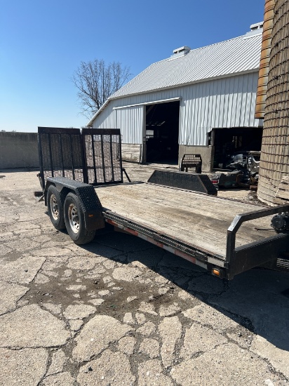 2003 Corn Pro Flat Bed Trailer, 14’ Bed, 12,000# Cap, Newer Tires, Rough Country 9500 LBS Winch With