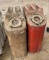 Two Metal Fuel Cans in Red and Brown Finish