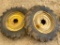 Two Agricultural Tires with Yellow Metal Rims