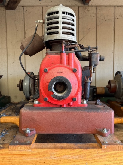 Gas Engine with Red and Metallic Housing