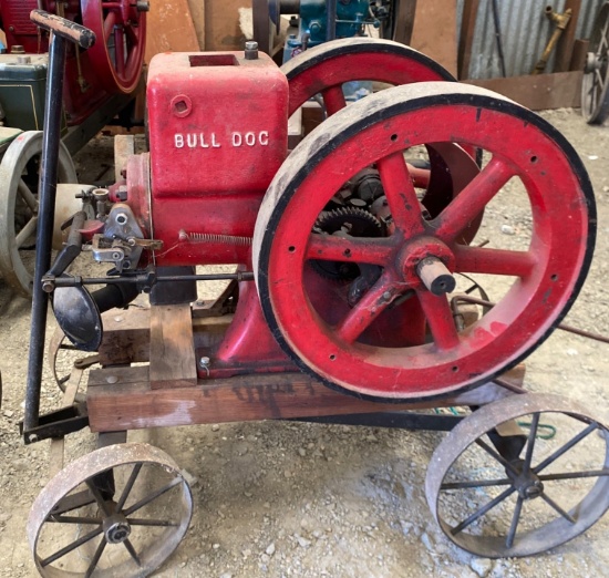 Baker and Hamilton ‘Bull Dog’ Hit-and-Miss Gas Engine on Metal-Wheel Base
