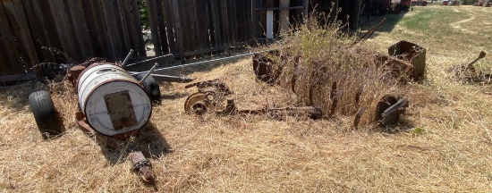 Sprayer, Two Sets of Crawler Tracks, and Scrap Steel Components