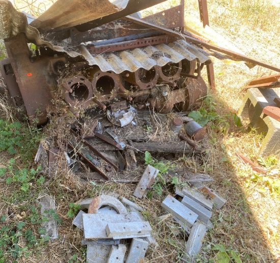 Engine Block and Assorted Scrap Steel Components