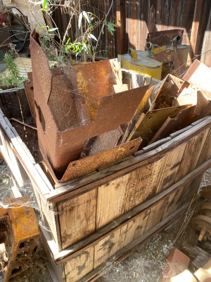 Metal Scrap Sheets and Panels in Wooden Crate
