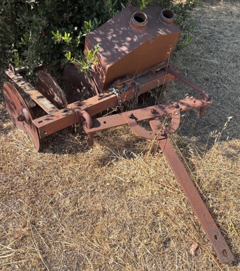 Rustic Metal Disc Harrow with Iron Tank Attachment