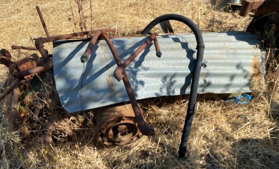 John Deere Tractor Component Lot with Radiator and Metal Parts