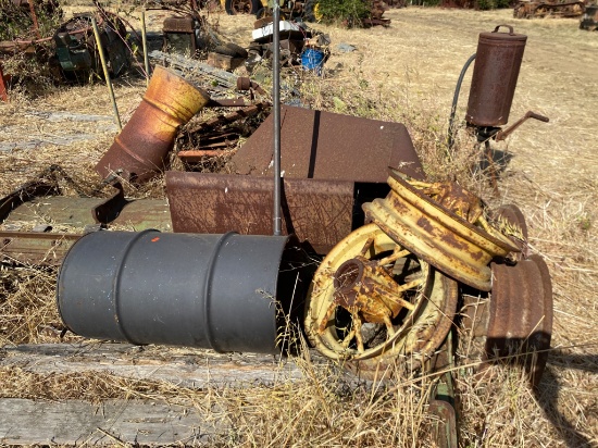 Metal Scrap Including Barrels, Corrugated Panels, and Machine Parts
