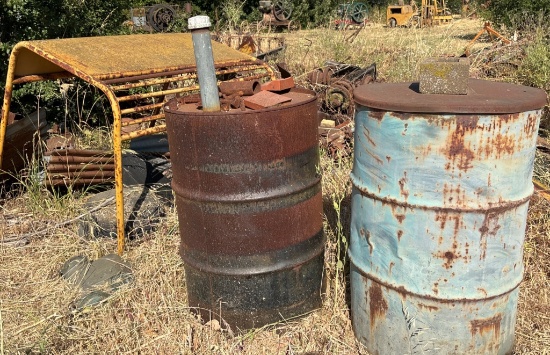 Metal Drums, Yellow Metal Frame, and Assorted Metal Components
