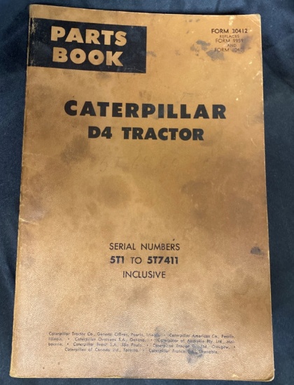 Caterpillar D4 Tractor Parts Book, Serial Numbers 5T1 to 5T7411