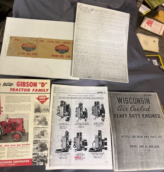 Gibson and Wisconsin Tractor and Engine Manuals and Ephemera