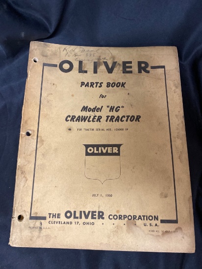 Oliver Model HG Crawler Tractor Parts Book, July 1, 1950
