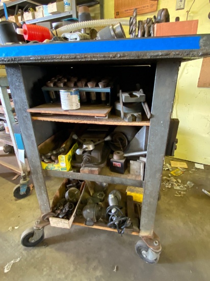 Rolling Metal Tool Cart With Tools and Accessories