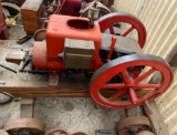 Sattley Gas Engine Mounted on Cart with Red Flywheels