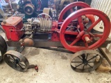 Horizontal Gas Engine on Wheeled Cart