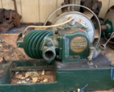 Green Single-Cylinder Compressor on Metal Base