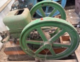 Green Cast Iron Stationary Hit-and-Miss Engine with Flywheels