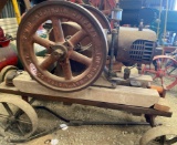 New Way Motor Co. Engine Mounted on Wooden Platform with Wheels