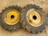 Two Agricultural Tires with Yellow Metal Rims