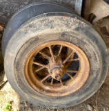 Two Steel-Spoke Wheels with Tires Marked ‘Front Tractor’