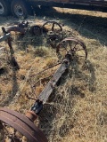 Metal Wagon Axle Assembly with Spoked Wheels and Connecting Rods