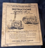 Instruction and Parts Manual for John Deere ‘BO’ and ‘BR’ Tractors, Circa 1930s