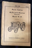 Parts Catalog for McCormick-Deering Tractor Model W-12, Published by International Harvester Company