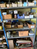 Metal Storage Shelving with Assorted Automotive and Workshop Items