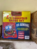 US General A/C Manifold Gauge Set with Fittings and Hoses