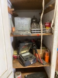 Hardware, Tools, and Supplies in Multi-Shelf Parts Cabinet