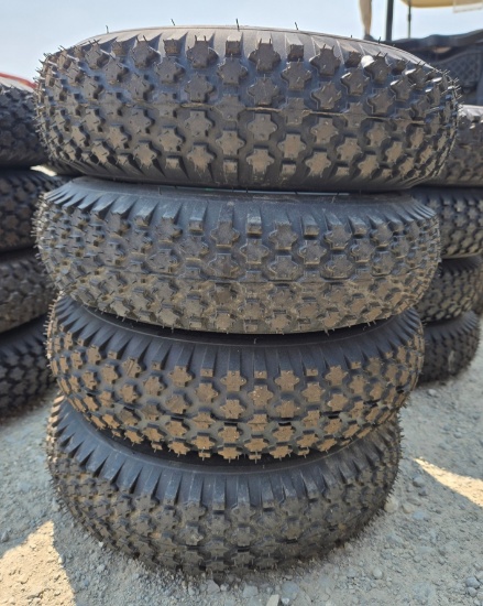 NEW Golf Cart Tires, 4.80/4.00-8 mounted on a 4-lug silver steel rim