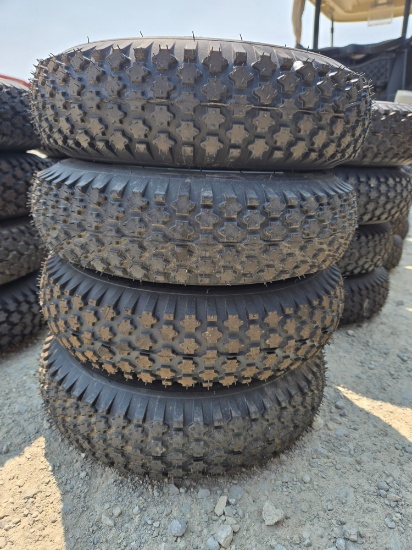 NEW Golf Cart Tires, 4.80/4.00-8 mounted on a 4-lug silver steel rim