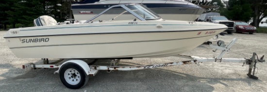 1994 Corsair 170 Sunbird Fish and Ski Boat with Evinrude 115 Hp Outboard Motor, EZ Load Trailer, Bim
