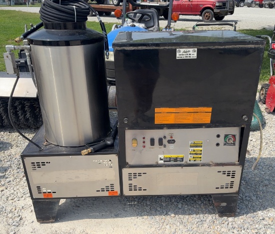 AaLadin Natural Gas Hot Water Pressure Washer, 230V, New Heater Coil, New Hose, Gun and Wand, Ready