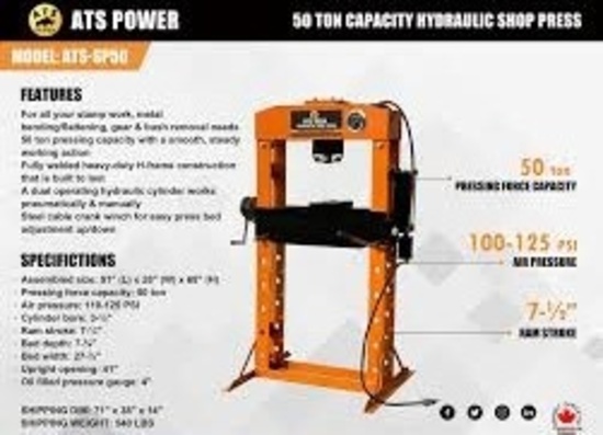 50 Ton Capacity Hydraulic Shop Press