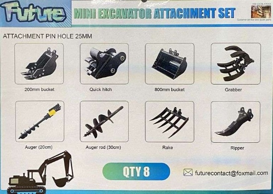 Mini Excavator Attachment Set, 8Pc.