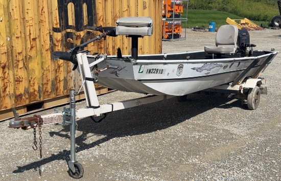 Fishing Boat with Evinrude Motor, Unknown Condition, Both Boat and Trailer DO NOT Have Titles