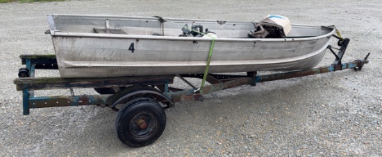 10’ Fishing Boat with 2 Motors, Unknown if Motors Work, Hasn't Been Used in Several Year - No Title