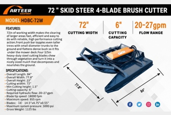 72” 4-Blade Skid Steer Brush Cutter