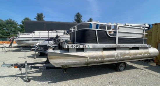 1981 Sylvan Pontoon with 2018 Hoosier Trailer, Old Motor, Hard to Start but Puts Around The Lake Jus
