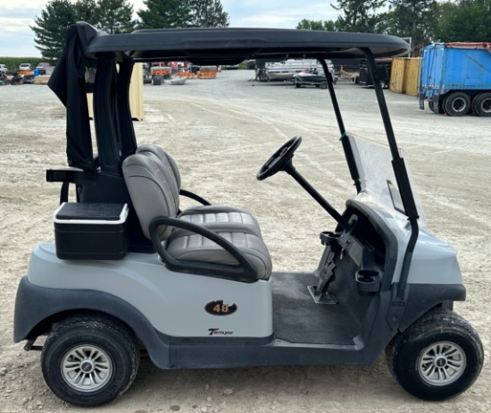 2021 Club Car Tempo Electric Golf Cart, Premium Seats, Gray w/Black Top, 48 Volt, Charger Included,