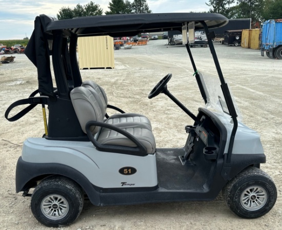2021 Club Car Tempo Electric Golf Cart, Premium Seats, Gray w/Black Top, 48 Volt, Charger Included,