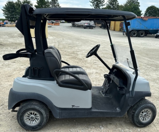 2021 Club Car Tempo Electric Golf Cart, Premium Seats, Gray w/Black Top, 48 Volt, Charger Included,