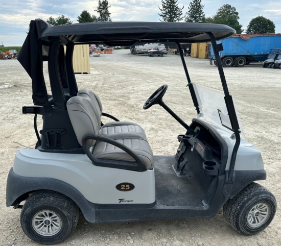 2021 Club Car Tempo Electric Golf Cart, Premium Seats, Gray w/Black Top, 48 Volt, Charger Included,