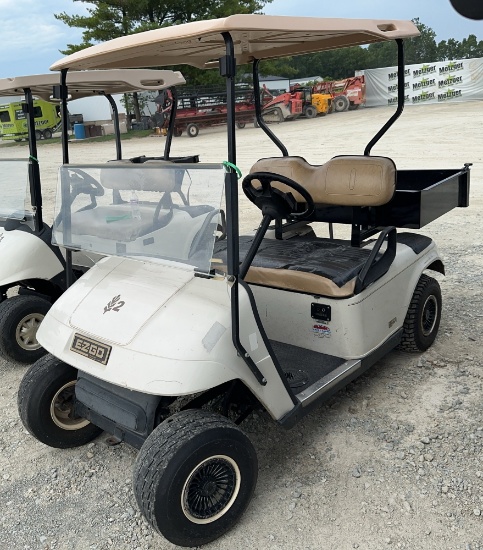 2002 E-Z Go Golf Cart with Work Bed, Electric, Runs and Drives, Has Charger, Seat is Worn, Batteries