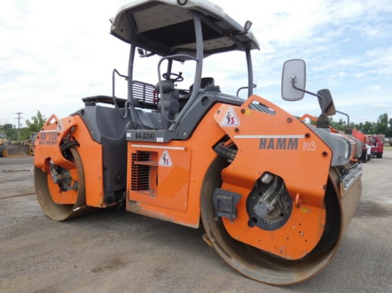 *2010 Hamm HD+120HF Tandem Vibratory Roller, SN:H1840395, Deutz Diesel, 78'