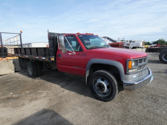 *2000 Chevy 3500 S/A Flat Dump Truck, SN:1GBKC34F1YF469434, Diesel, 5 Speed