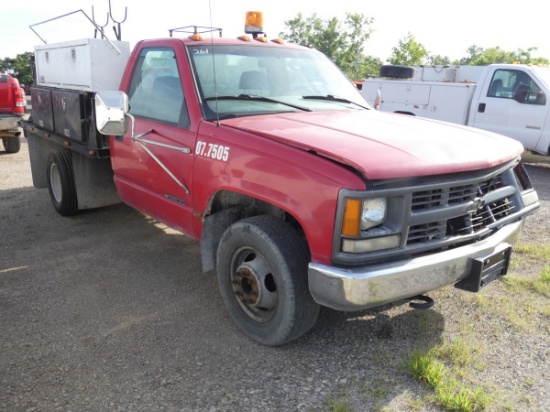 1999 Chevy 3500 Mechanics Truck, SN:1GBJC34R4XF032564, V8 Gas, Auto, Flatbe