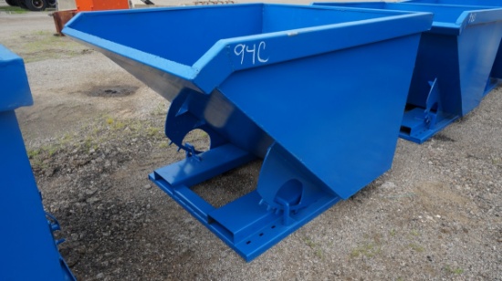 *Blue Forklift Dump Container, Fork Pockets, Made in USA