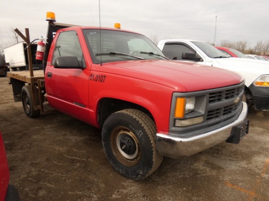 1997 Chevy 2500 Flatbed, SN:1GBGC24R4VZ214099, Gas, Auto, 96,131 mi.