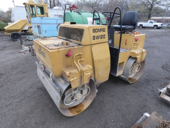 Bomag BW-120 Tandem Vibratory Roller, SN:101170031973, Diesel, 1895 hrs.